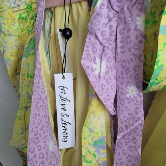 For Love And Lemons Dubois Mixed Print Ruched Mini Dress - Picture 6 of 9